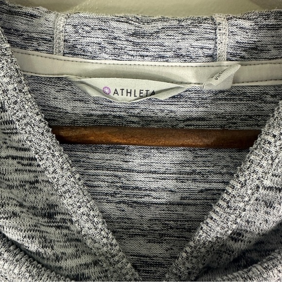 Athleta Techie Sweat Popover Dress Drawstring Hoodie Flint Heather Grey Small - Picture 6 of 11